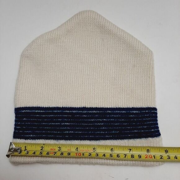 Retro 80's GORDINI 100% Wool Intarsia Stripe Pattern Knit Beanie Hat White OS - Picture 2 of 15